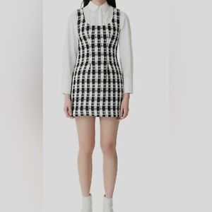 Maje Women Black White Tweed Sleeveless Casual Mini Dress